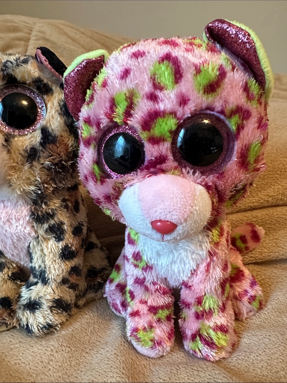 Set of 3 ty Plush Leopard Print Toys - Pink, Brown, Cream - Picture 4 of 7